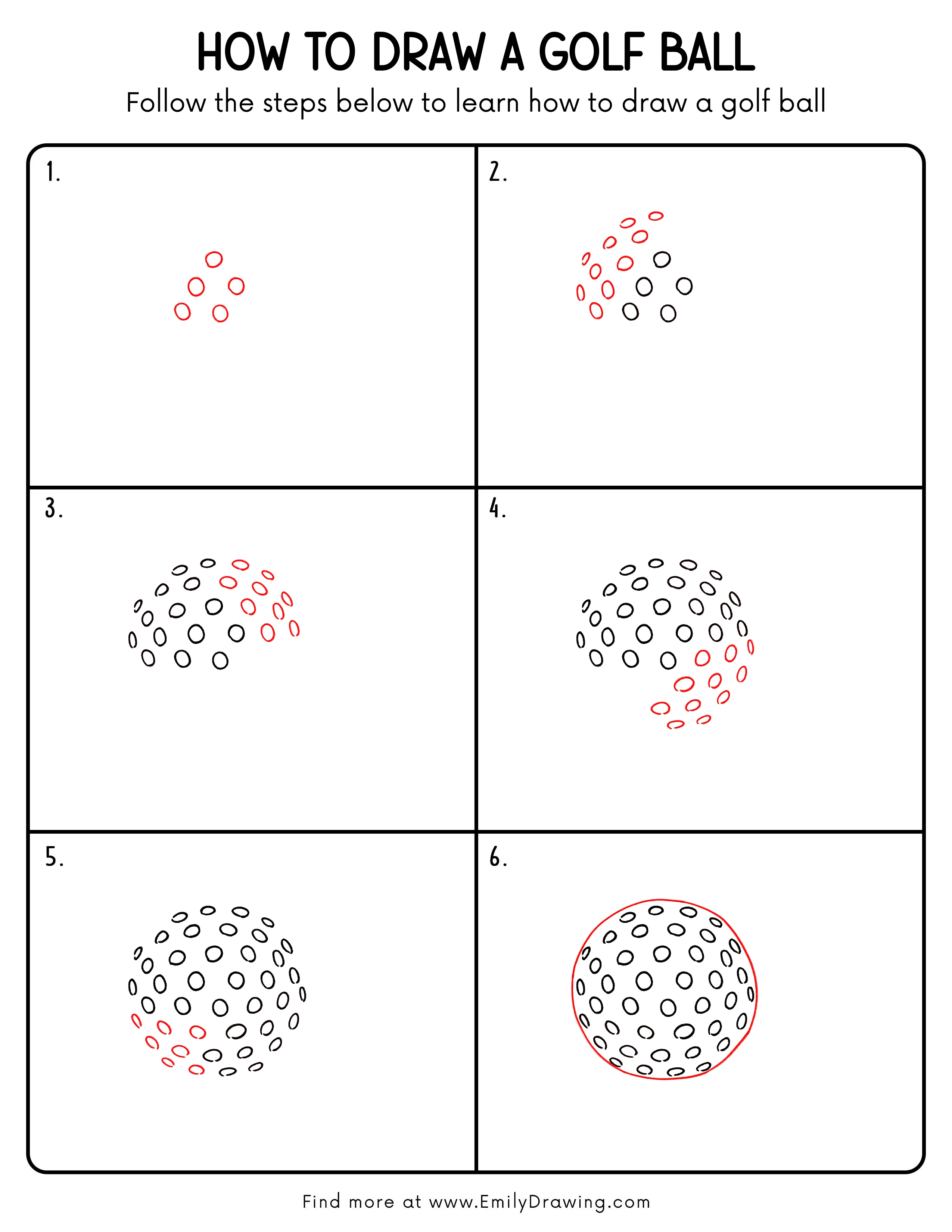 Printable Golf Ball Drawing Guide
